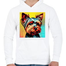 PRINTFASHION Graffiti Yorkshire terrier kutya - Férfi kapucnis pulóver - Fehér