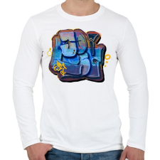 PRINTFASHION Graffity minta - Férfi hosszú ujjú póló - Fehér férfi póló