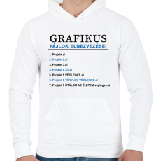 PRINTFASHION Grafikus fájlok elneveezései - Férfi kapucnis pulóver - Fehér