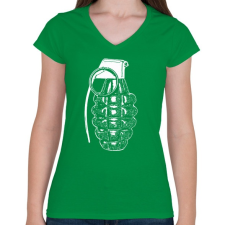 PRINTFASHION Granade - Női V-nyakú póló - Zöld női póló