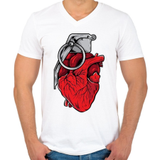 PRINTFASHION Gránát szív - Férfi V-nyakú póló - Fehér férfi póló