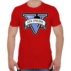 PRINTFASHION Grand theft auto V online - Férfi póló - Piros