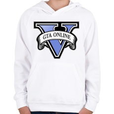 PRINTFASHION Grand theft auto V online - Gyerek kapucnis pulóver - Fehér