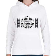 PRINTFASHION Gratulálok - Legjobb vasutas - Női kapucnis pulóver - Fehér