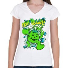 PRINTFASHION Green cup - Női V-nyakú póló - Fehér női póló