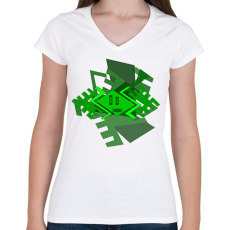 PRINTFASHION green slap-dash1 - Női V-nyakú póló - Fehér