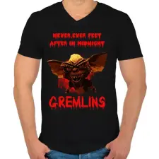 PRINTFASHION Gremlins - Férfi V-nyakú póló - Fekete férfi póló