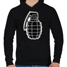 PRINTFASHION Grenade - Férfi kapucnis pulóver - Fekete férfi pulóver, kardigán