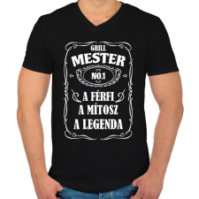 PRINTFASHION Grill mester - Férfi V-nyakú póló - Fekete férfi póló