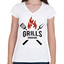 PRINTFASHION Grill - Női V-nyakú póló - Fehér női póló