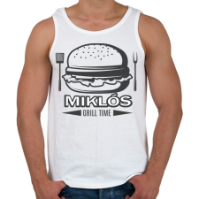 PRINTFASHION Grill time - Névvel - Férfi atléta - Fehér atléta, trikó