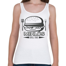 PRINTFASHION Grill time - Névvel - Női atléta - Fehér