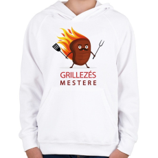 PRINTFASHION Grillezés mestere - Gyerek kapucnis pulóver - Fehér