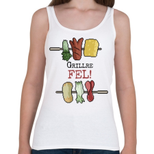 PRINTFASHION Grillre fel! - Női atléta - Fehér női trikó