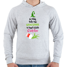 PRINTFASHION Grinch Cindy Lou - Férfi kapucnis pulóver - Sport szürke