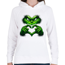 PRINTFASHION Grinch - Női kapucnis pulóver - Fehér női pulóver, kardigán