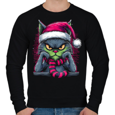 PRINTFASHION Grincs macska - Férfi pulóver - Fekete