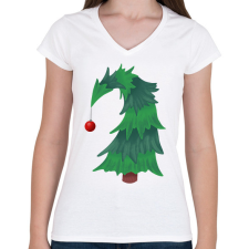 PRINTFASHION Grincsfa  - Női V-nyakú póló - Fehér női póló