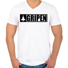 PRINTFASHION Gripen - fekete - Férfi V-nyakú póló - Fehér férfi póló