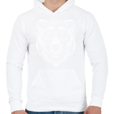 PRINTFASHION Grizzly medve - Férfi kapucnis pulóver - Fehér férfi pulóver, kardigán