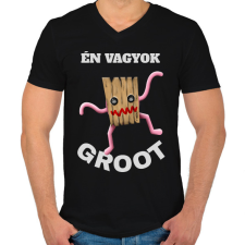 PRINTFASHION Groot - Férfi V-nyakú póló - Fekete férfi póló