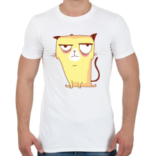 PRINTFASHION Grumpy cat - Férfi póló - Fehér férfi póló