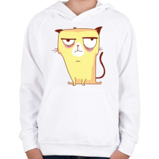 PRINTFASHION Grumpy cat - Gyerek kapucnis pulóver - Fehér