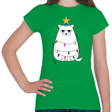 PRINTFASHION Grumpy cat karácsony - Női póló - Zöld női póló