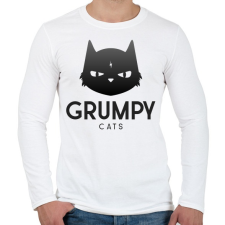 PRINTFASHION Grumpy Cats - Férfi hosszú ujjú póló - Fehér férfi póló