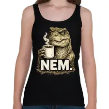 PRINTFASHION Grumpy dínó kávéval - Női atléta - Fekete női trikó