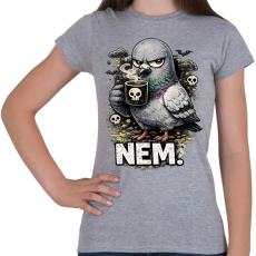 PRINTFASHION Grumpy galamb kávéval - Női póló - Sport szürke