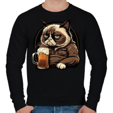 PRINTFASHION Grumpy macska sörözik - Férfi pulóver - Fekete férfi pulóver, kardigán
