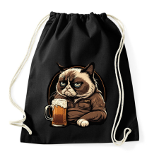 PRINTFASHION Grumpy macska sörözik - Sportzsák, Tornazsák - Fekete tornazsák