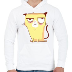 PRINTFASHION Grumpycat - Férfi kapucnis pulóver - Fehér