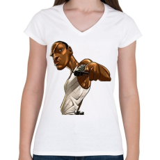 PRINTFASHION GTA - CJ - Női V-nyakú póló - Fehér