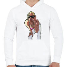 PRINTFASHION GTA ikon - Férfi kapucnis pulóver - Fehér férfi pulóver, kardigán