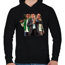 PRINTFASHION GTA karakterek #2 - Férfi kapucnis pulóver - Fekete