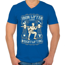 PRINTFASHION Guggolás vassal - Férfi V-nyakú póló - Királykék
