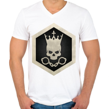 PRINTFASHION Gulag King - Férfi V-nyakú póló - Fehér férfi póló