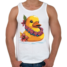 PRINTFASHION Gumikacsa hawaii virágfüzérrel - Férfi atléta - Fehér