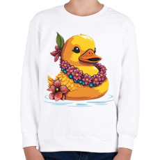 PRINTFASHION Gumikacsa hawaii virágfüzérrel - Gyerek pulóver - Fehér