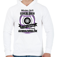 PRINTFASHION Gumiszerelő - Férfi kapucnis pulóver - Fehér