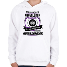 PRINTFASHION Gumiszerelő - Gyerek kapucnis pulóver - Fehér gyerek pulóver, kardigán
