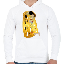 PRINTFASHION Gustav Klimt - A csók - Férfi kapucnis pulóver - Fehér férfi pulóver, kardigán