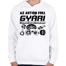 PRINTFASHION GYÁRI kocsi - Gyerek kapucnis pulóver - Fehér