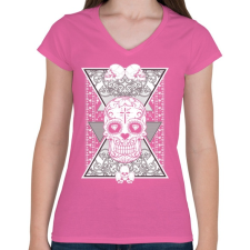 PRINTFASHION Gyémánt koponya - Női V-nyakú póló - Rózsaszín női póló