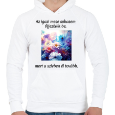 PRINTFASHION Gyerek szemmel - Férfi kapucnis pulóver - Fehér férfi pulóver, kardigán