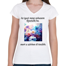 PRINTFASHION Gyerek szemmel - Női V-nyakú póló - Fehér