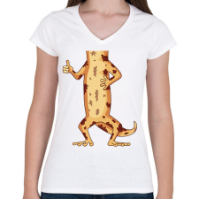 PRINTFASHION Gyíkember - Női V-nyakú póló - Fehér női póló