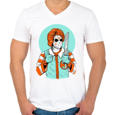 PRINTFASHION Gyilkos bohóc - Férfi V-nyakú póló - Fehér